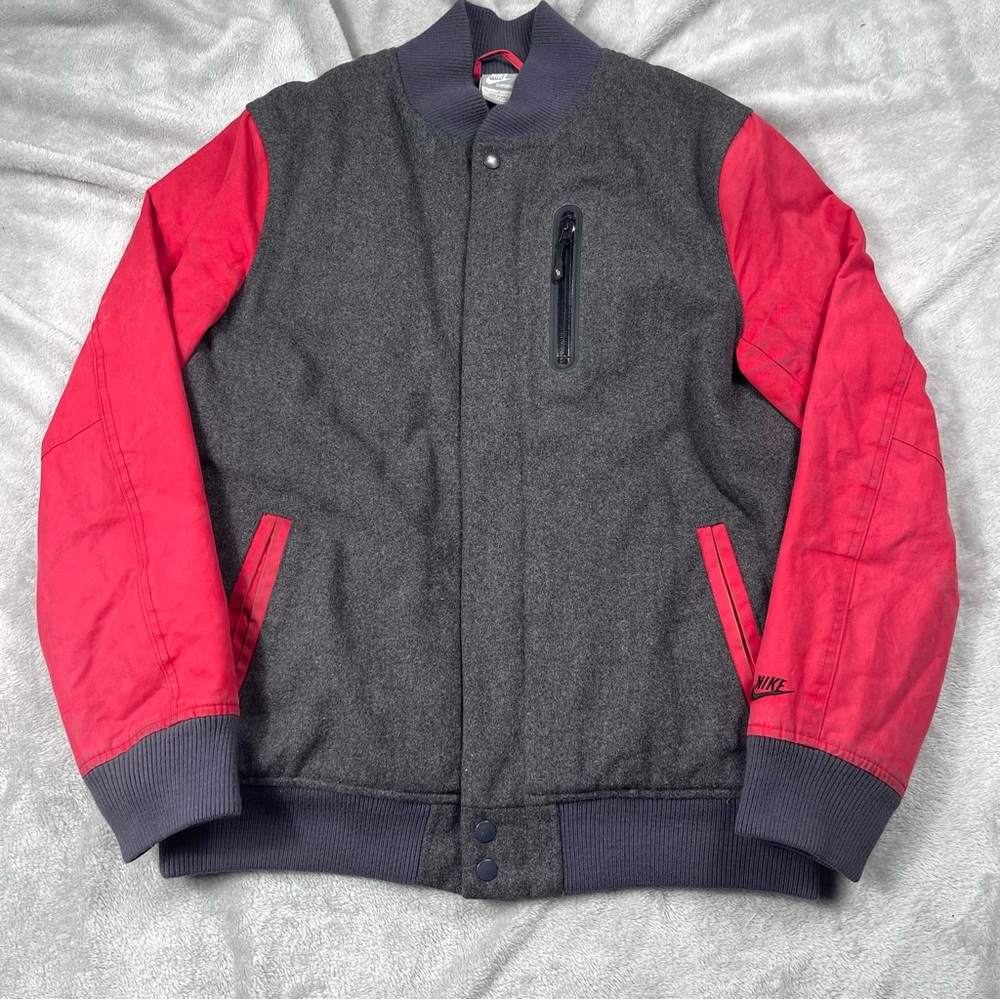 Nike British Millerain Destroyer Jacket Mens L Wool Blend Bomber Gray 509796-071